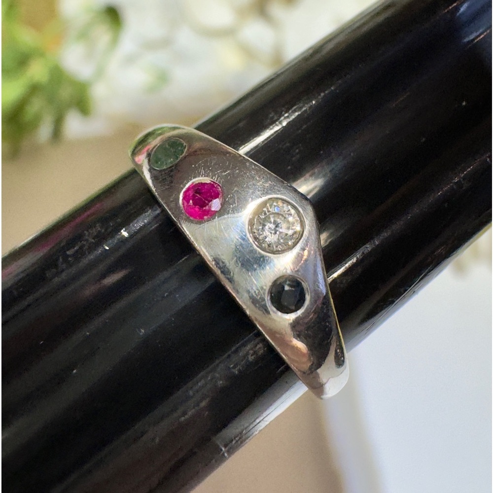 Vintage Handmade Custom Made Ring with Genuine Ruby, Sapphire, & Emerald! 925 - Picture 6 of 15